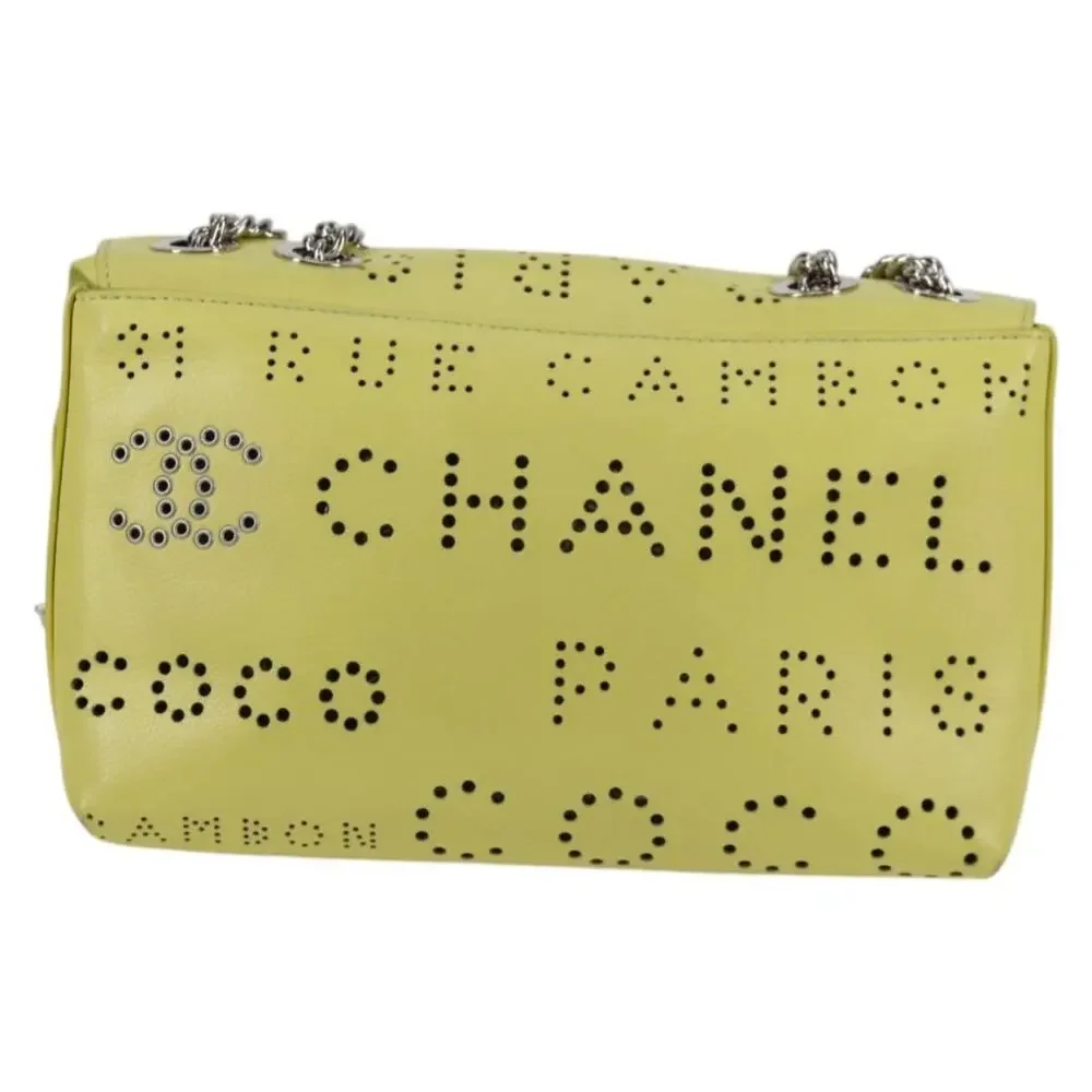Chanel Leather Chain Shoulder Bag Yellow